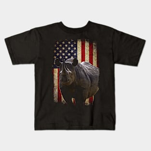 American Flag Rhino Love, Urban Safari Couture Tee Delight Kids T-Shirt